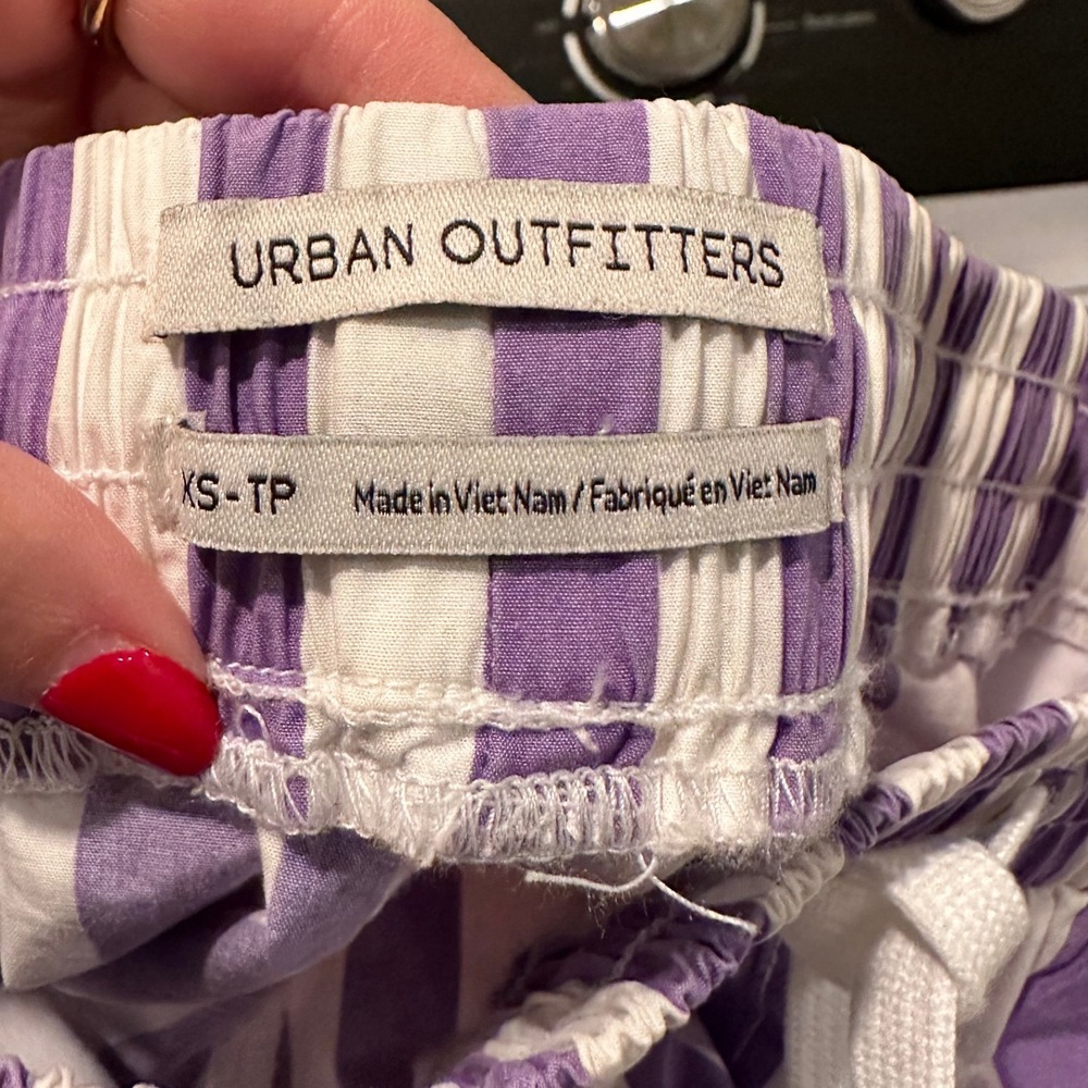 Urban Outfitters Purple White Striped Drawstring Boxer Style Shorts XS Beach - Picture 4 of 8